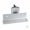 StakeTek supported slide-on bracket in galvanised steel, angled studio view showing the Y-profile sleeve and support angle